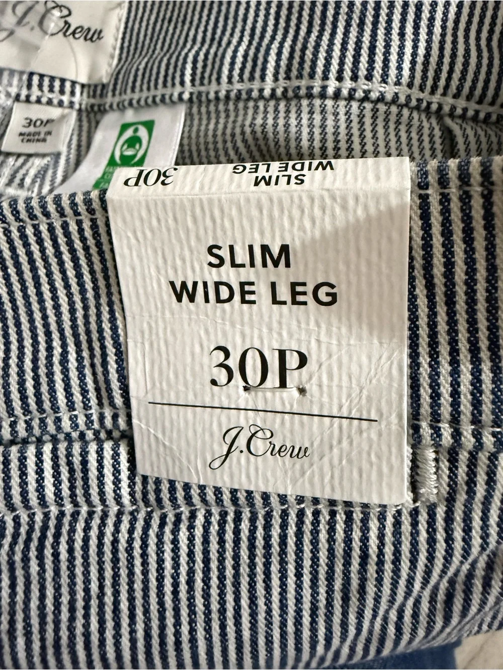 J. Crew Navy & White Pinstripe Wide-Leg Pants